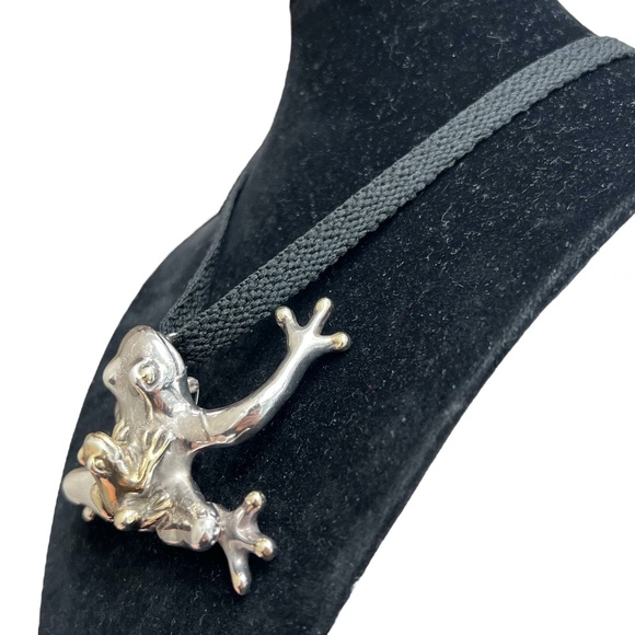VINTAGE STERLING SILVER LEAP FROG PENDANT SMALL & BIG FROG - Picture 4 of 16